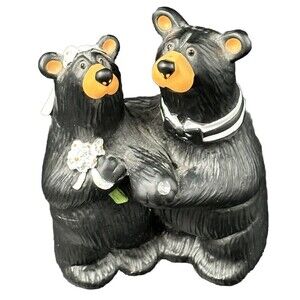 Big Sky Carvers Bearfoots Black Bears Wedding Couple Figurine by Jeff Fleming